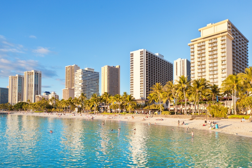 People on Waikiki Beach on Oahu